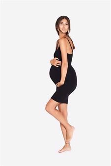 Long strap nursing dress in black - Organically grown - Maternity