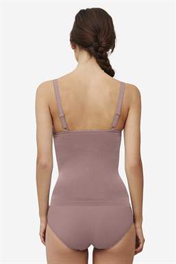 Purple/brown nursing top with built-in bra in Organically grown bamboo  - seen from behind