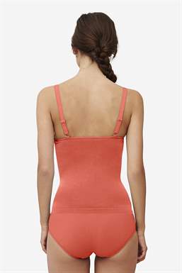 Coral nursing top with built-in bra in Organically grown bamboo - Seen from behind