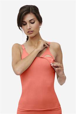 Coral nursing top with built-in bra in Organically grown bamboo - how to access your breast