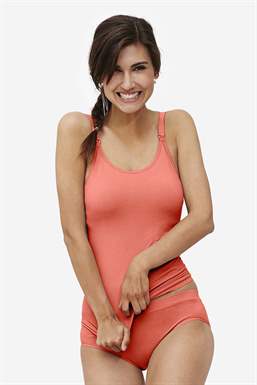 Coral nursing top with built-in bra in Organically grown bamboo  - front view