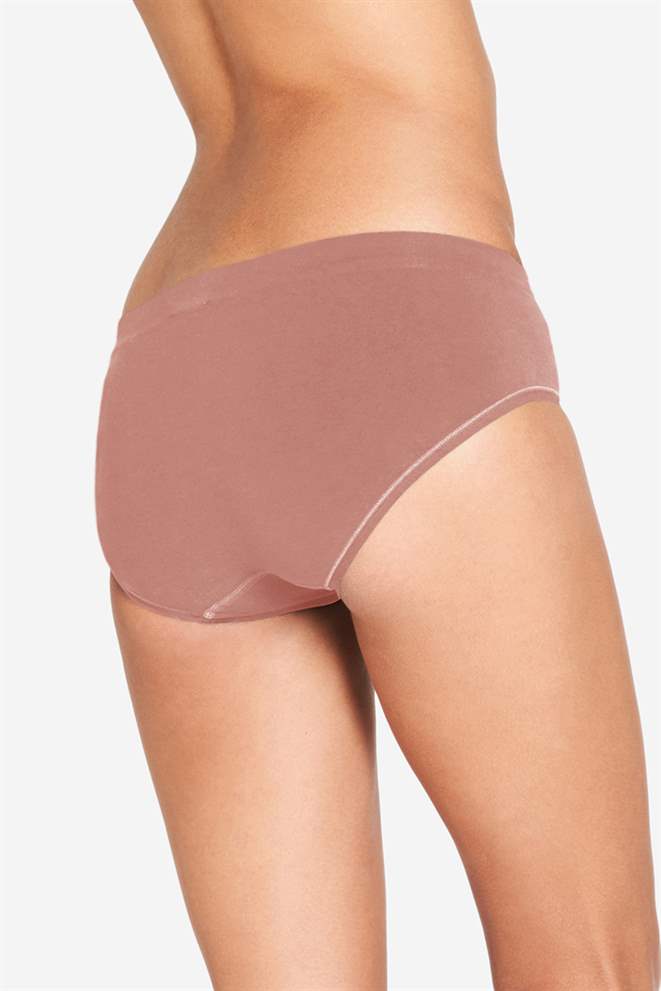 Brown/purple maternity panties in soft bamboo fibres - Organically grown - Seen from behind