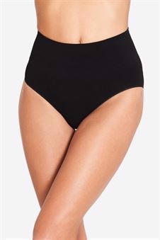 Black pregnancy panties with a high rib in Organically grown bamboo - front view with body