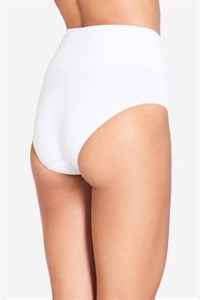 White maternity panties with a high rib - Organically grown - Seen from behind