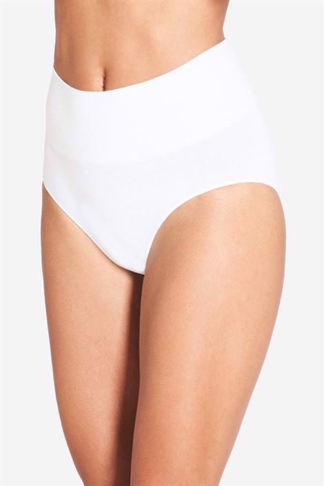 White maternity panties with a high rib - Organically grown - Front view
