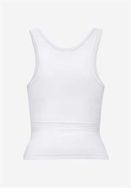 White maternity tank top for breastfeeding - Organically grown - back without body