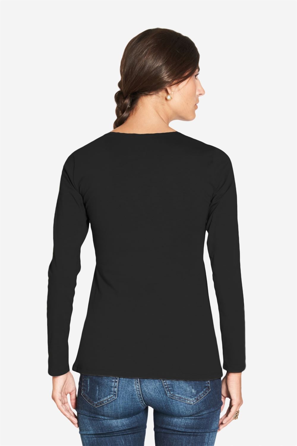 Organic black nursing shirt with wrap look