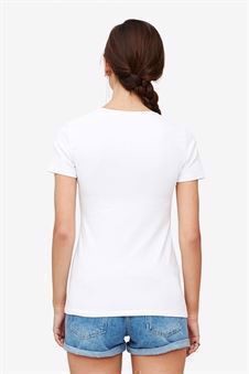 White nursing top with V-neck and wrap-around look in Organic cotton - seen from behind