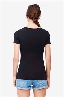 Short sleeved black Maternity & nursing Top made of organic cotton - Seen from behind