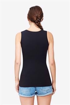 Black nursing top - classic and simple design in organic cotton - Seen from behind