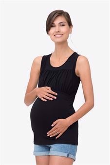 Black nursing top draped across the chest in organic bamboo fibres - Maternity