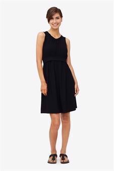 Black sleeveless nursing dress – knee-length in bamboo fibers - full figur