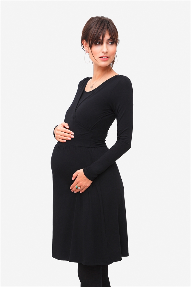 Black Breastfeeding Dress With Wrap Look
